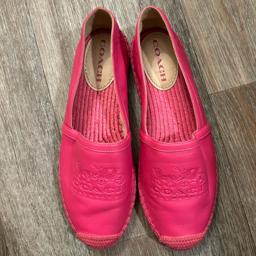 Coach Pink Charlie Leather Espadrilles Sandals